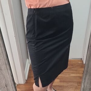 Vtg Y2k GAP Black Knee-Length Pencil Skirt with‎ Slit 03/SUM Career